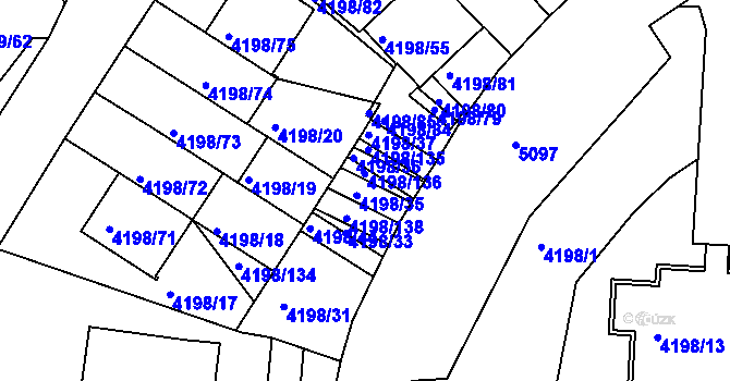 Parcela st. 4198/35 v KÚ Smíchov, Katastrální mapa