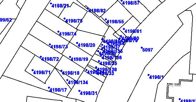 Parcela st. 4198/36 v KÚ Smíchov, Katastrální mapa