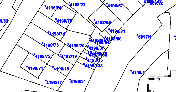 Parcela st. 4198/37 v KÚ Smíchov, Katastrální mapa
