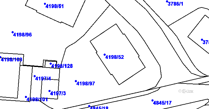 Parcela st. 4198/52 v KÚ Smíchov, Katastrální mapa