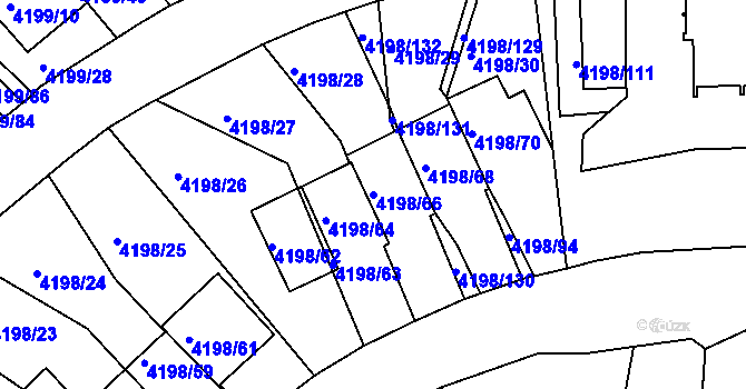 Parcela st. 4198/66 v KÚ Smíchov, Katastrální mapa