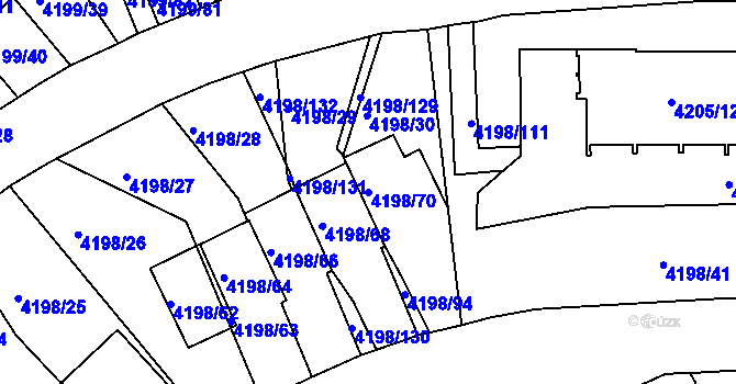 Parcela st. 4198/70 v KÚ Smíchov, Katastrální mapa