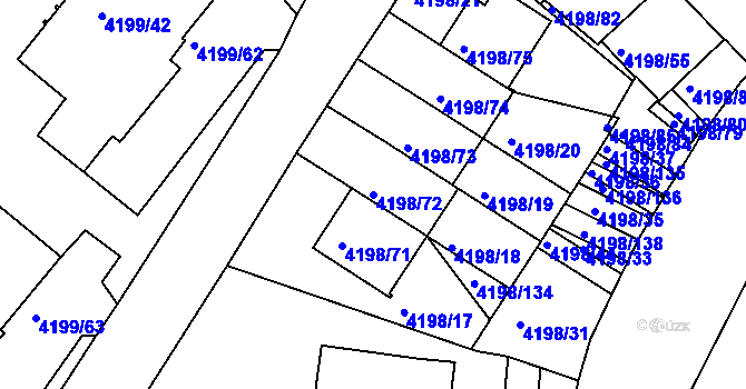 Parcela st. 4198/72 v KÚ Smíchov, Katastrální mapa
