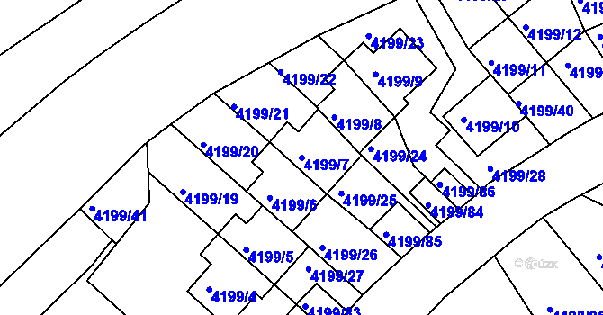 Parcela st. 4199/7 v KÚ Smíchov, Katastrální mapa