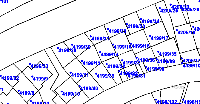 Parcela st. 4199/14 v KÚ Smíchov, Katastrální mapa