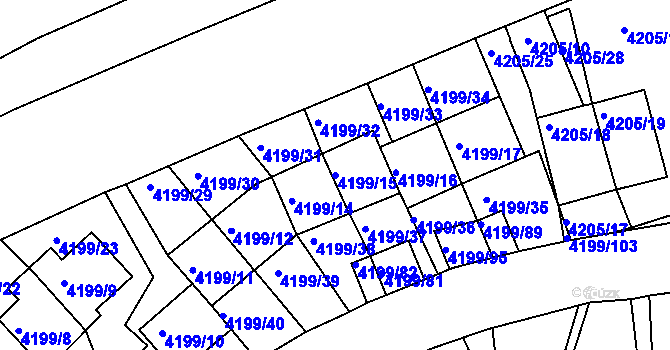 Parcela st. 4199/15 v KÚ Smíchov, Katastrální mapa
