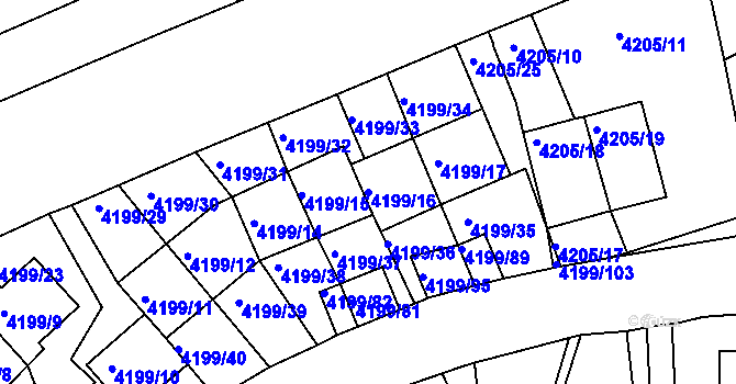Parcela st. 4199/16 v KÚ Smíchov, Katastrální mapa