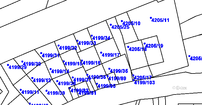 Parcela st. 4199/17 v KÚ Smíchov, Katastrální mapa