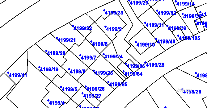 Parcela st. 4199/24 v KÚ Smíchov, Katastrální mapa
