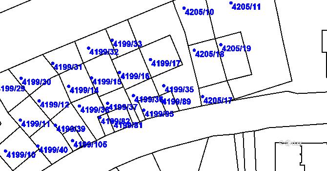 Parcela st. 4199/35 v KÚ Smíchov, Katastrální mapa