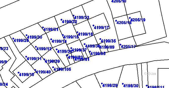 Parcela st. 4199/36 v KÚ Smíchov, Katastrální mapa