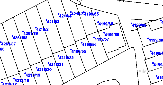 Parcela st. 4199/56 v KÚ Smíchov, Katastrální mapa