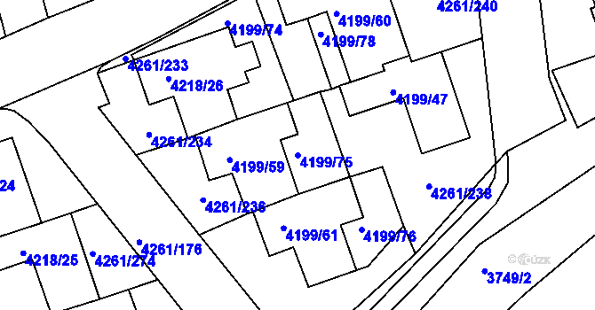 Parcela st. 4199/75 v KÚ Smíchov, Katastrální mapa