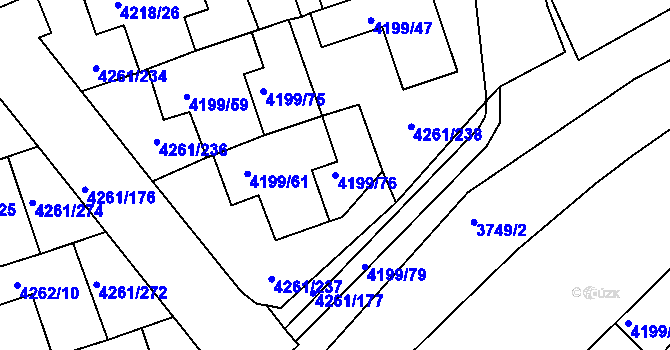 Parcela st. 4199/76 v KÚ Smíchov, Katastrální mapa