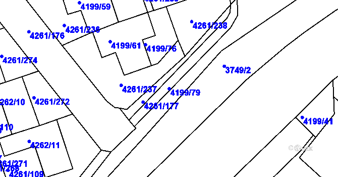 Parcela st. 4199/79 v KÚ Smíchov, Katastrální mapa