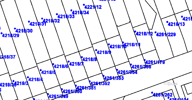 Parcela st. 4218/9 v KÚ Smíchov, Katastrální mapa