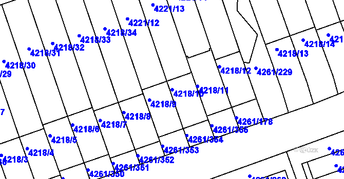 Parcela st. 4218/10 v KÚ Smíchov, Katastrální mapa