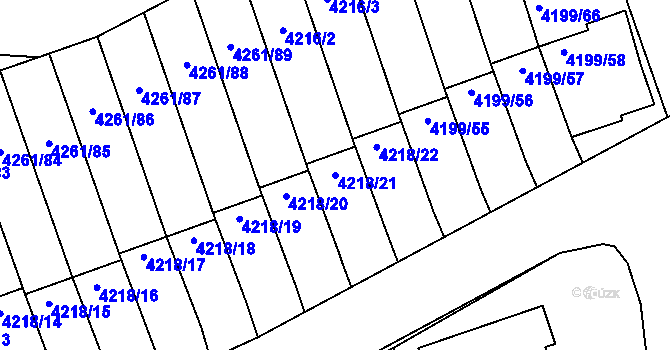 Parcela st. 4218/21 v KÚ Smíchov, Katastrální mapa