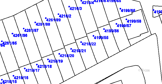 Parcela st. 4218/22 v KÚ Smíchov, Katastrální mapa