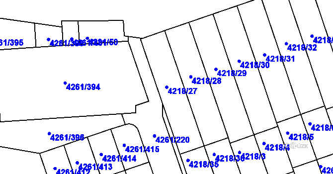 Parcela st. 4218/27 v KÚ Smíchov, Katastrální mapa