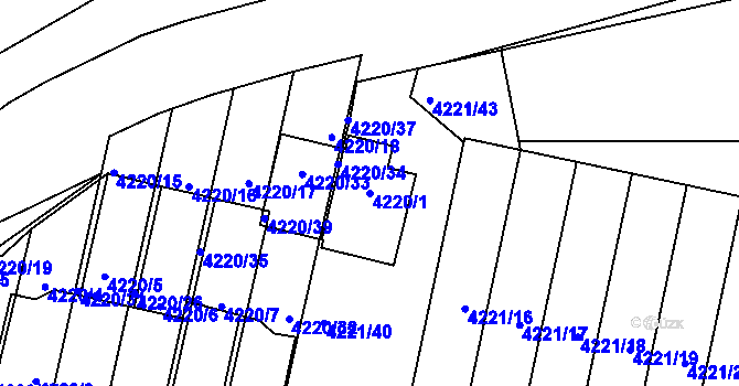 Parcela st. 4220/1 v KÚ Smíchov, Katastrální mapa