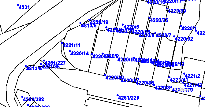 Parcela st. 4220/9 v KÚ Smíchov, Katastrální mapa
