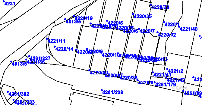 Parcela st. 4220/10 v KÚ Smíchov, Katastrální mapa