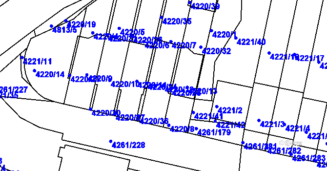 Parcela st. 4220/12 v KÚ Smíchov, Katastrální mapa