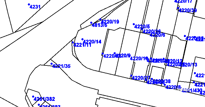 Parcela st. 4220/21 v KÚ Smíchov, Katastrální mapa