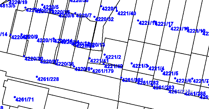 Parcela st. 4221/2 v KÚ Smíchov, Katastrální mapa