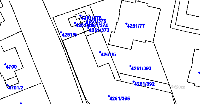 Parcela st. 4261/5 v KÚ Smíchov, Katastrální mapa