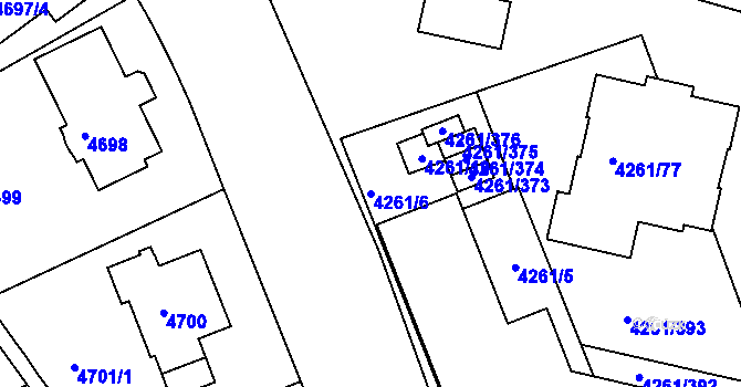 Parcela st. 4261/6 v KÚ Smíchov, Katastrální mapa