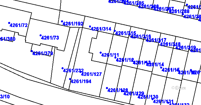 Parcela st. 4261/11 v KÚ Smíchov, Katastrální mapa