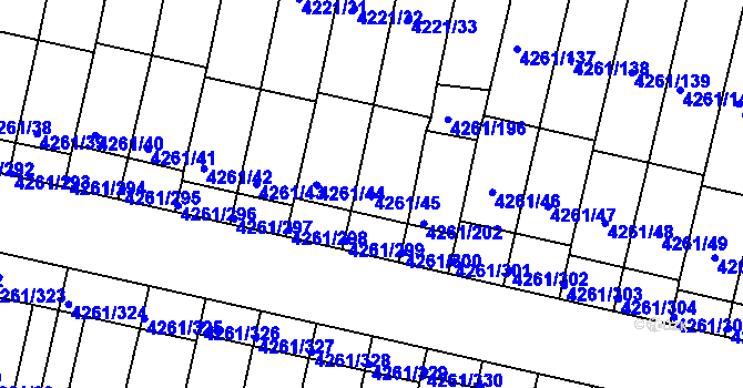 Parcela st. 4261/45 v KÚ Smíchov, Katastrální mapa