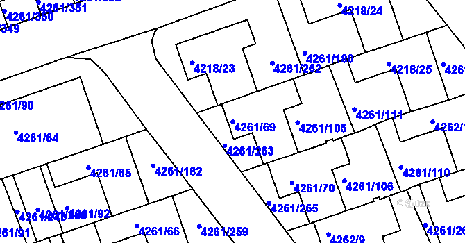 Parcela st. 4261/69 v KÚ Smíchov, Katastrální mapa