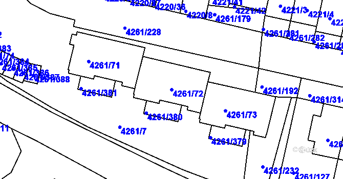 Parcela st. 4261/72 v KÚ Smíchov, Katastrální mapa