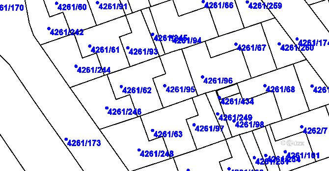 Parcela st. 4261/95 v KÚ Smíchov, Katastrální mapa