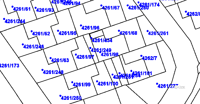 Parcela st. 4261/98 v KÚ Smíchov, Katastrální mapa