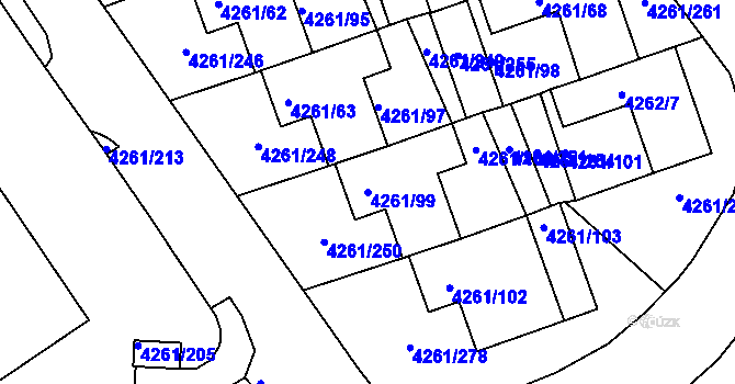Parcela st. 4261/99 v KÚ Smíchov, Katastrální mapa