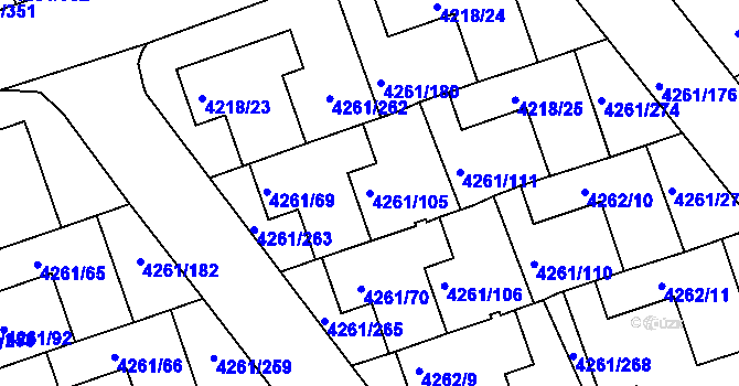 Parcela st. 4261/105 v KÚ Smíchov, Katastrální mapa