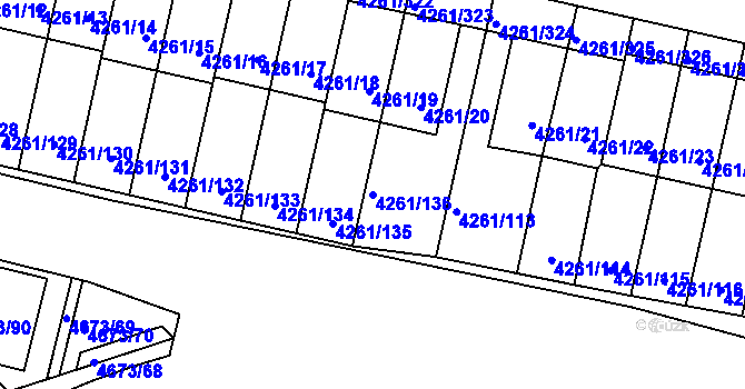 Parcela st. 4261/136 v KÚ Smíchov, Katastrální mapa