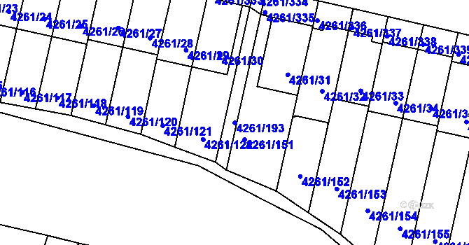 Parcela st. 4261/193 v KÚ Smíchov, Katastrální mapa