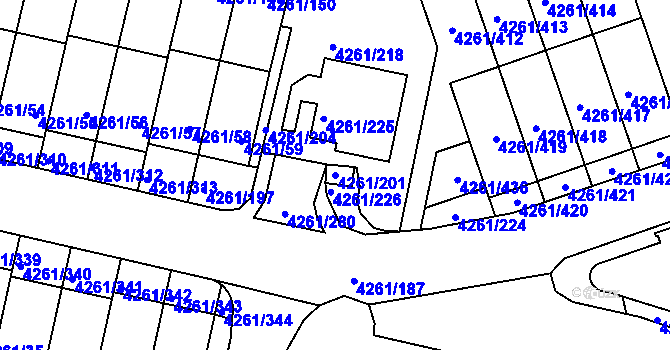 Parcela st. 4261/201 v KÚ Smíchov, Katastrální mapa