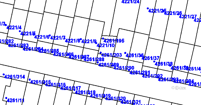 Parcela st. 4261/203 v KÚ Smíchov, Katastrální mapa