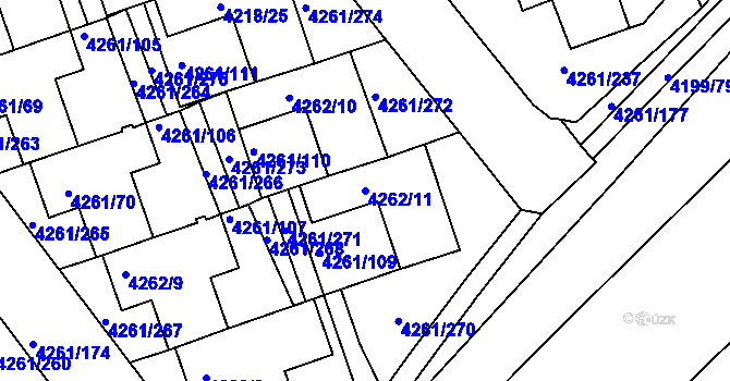 Parcela st. 4262/11 v KÚ Smíchov, Katastrální mapa