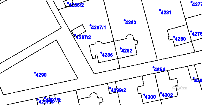 Parcela st. 4286 v KÚ Smíchov, Katastrální mapa