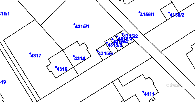 Parcela st. 4315/6 v KÚ Smíchov, Katastrální mapa