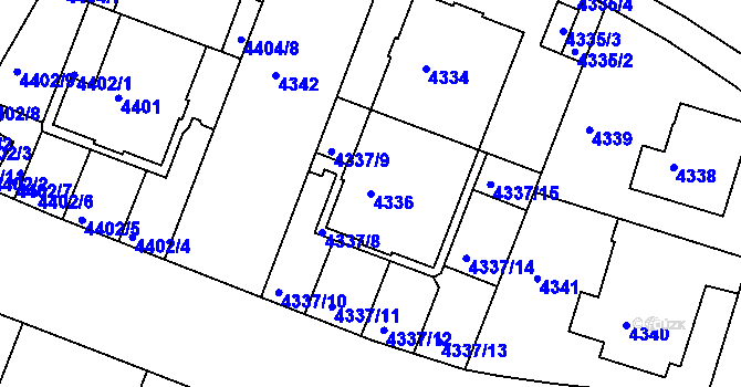 Parcela st. 4336 v KÚ Smíchov, Katastrální mapa