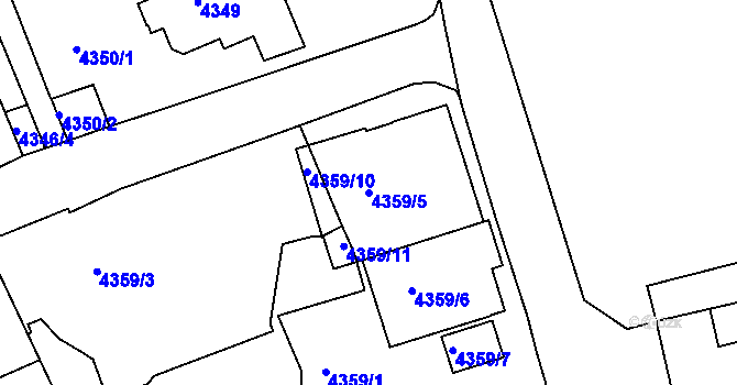 Parcela st. 4359/5 v KÚ Smíchov, Katastrální mapa