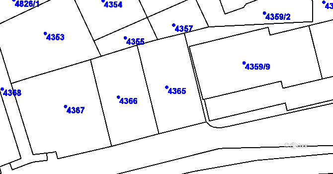 Parcela st. 4365 v KÚ Smíchov, Katastrální mapa
